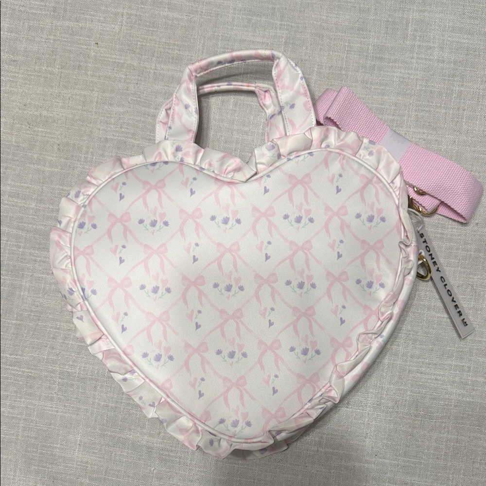 Stoney Clover Lane Heart Crossbody Bag in Pink and White